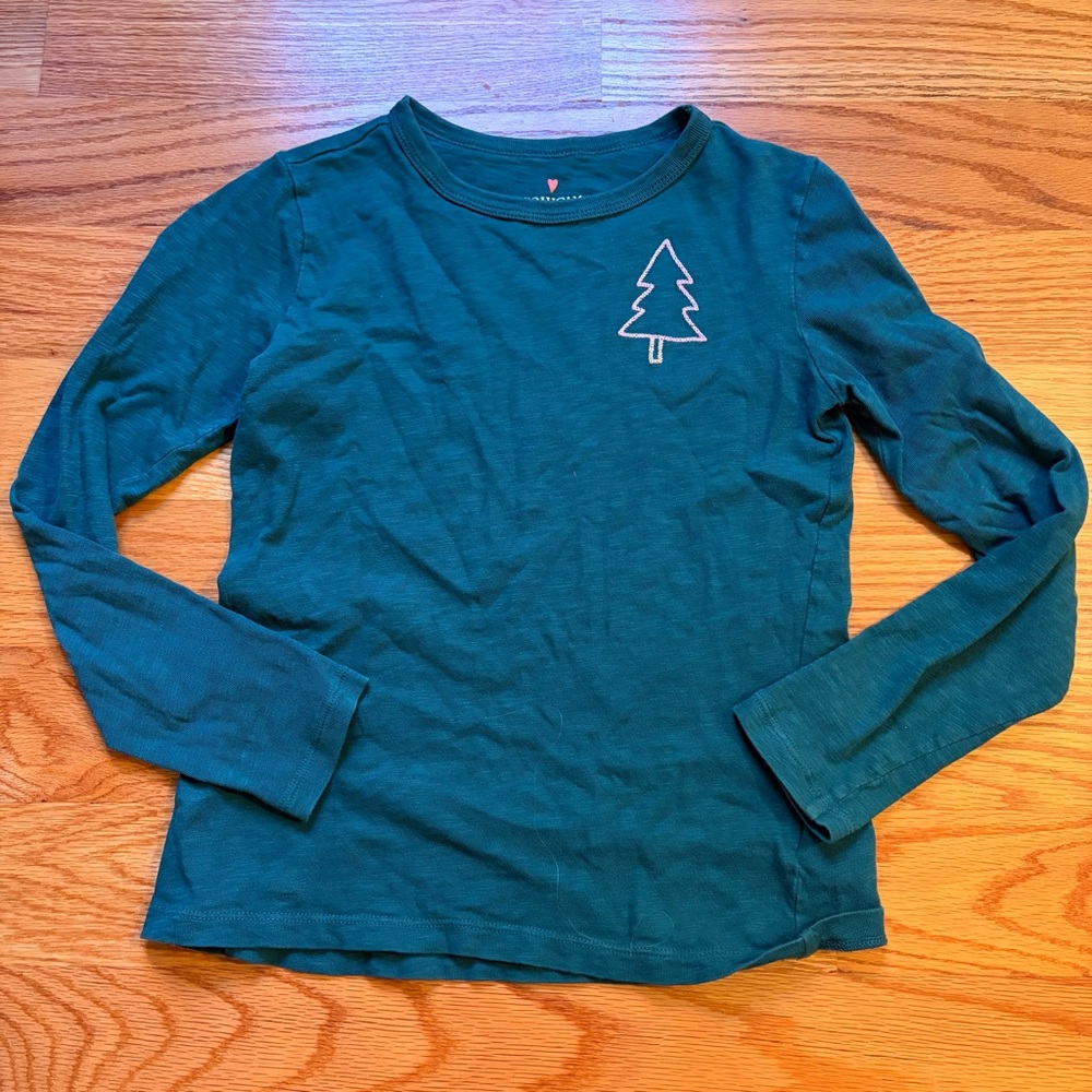 Crewcuts green tree outline long sleeve top size large 10-11